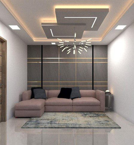 Layered ceiling with central drop