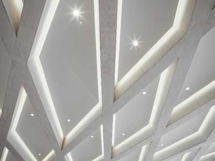 Layered geometric ceiling design