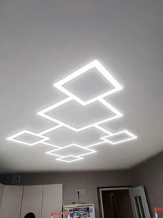 Minimal geometric ceiling with LED strips