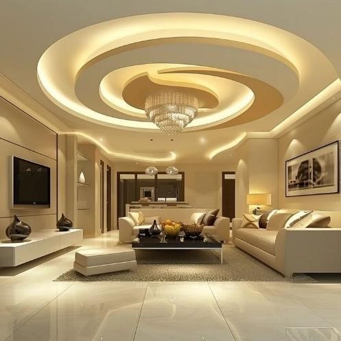 Multi-Layer POP Ceiling Designs for a Luxury Hall Look 