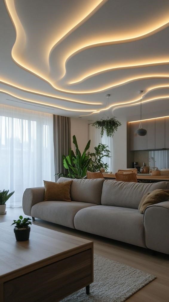 POP Ceiling Designs with Curves and Wavy Patterns