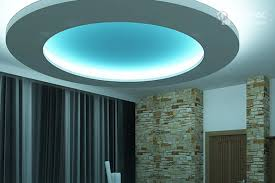 Single circular ceiling with cove lighting
