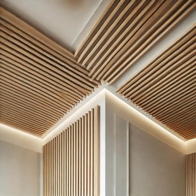 Wooden strips combined with POP borders