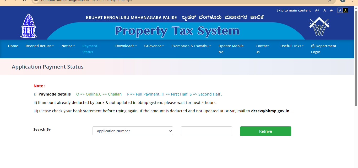 How to Check E Aasthi BBMP Status