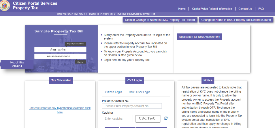 Select ‘Property Tax View Bill’