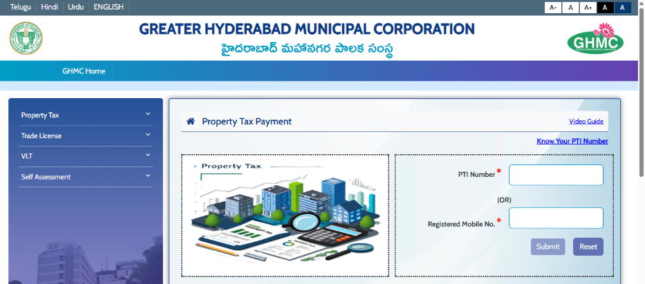 Visit the official GHMC property tax portal Visit the official GHMC property tax portal