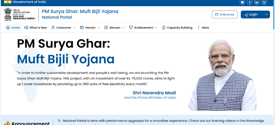 visit the PM Surya Ghar Muft Bijli Yojana official website