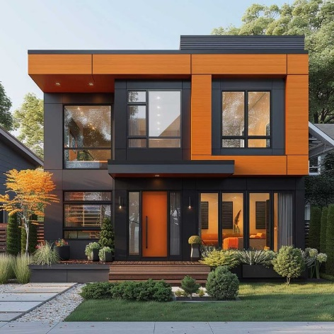 Rust Orange & Charcoal Grey