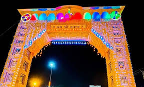 Beautifully decorated temple gates during festivals