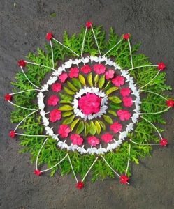 Eco-Friendly Green Leaf Pookalam