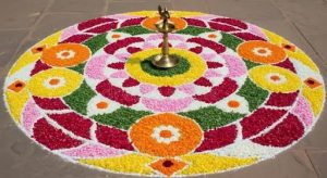 Kerala Lamp (Nilavilakku) Pookalam