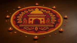 Temple Architecture Inspired Pookalam